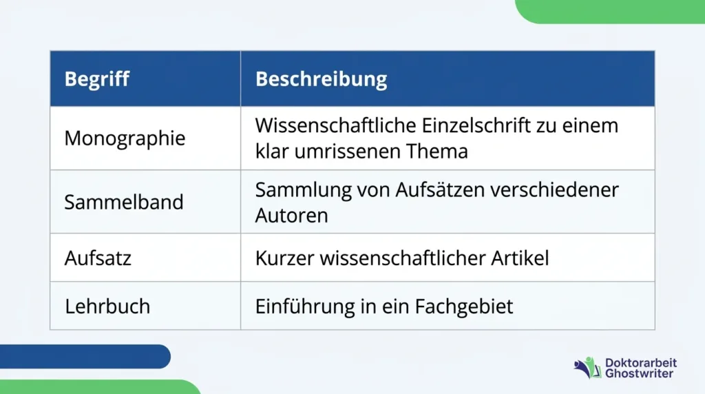 Monographie vs andere Publikationsformen