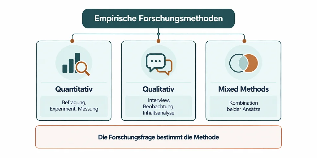 Empirische Forschungsmethoden mit quantitativen, qualitativen und Mixed-Methods-Ansätzen